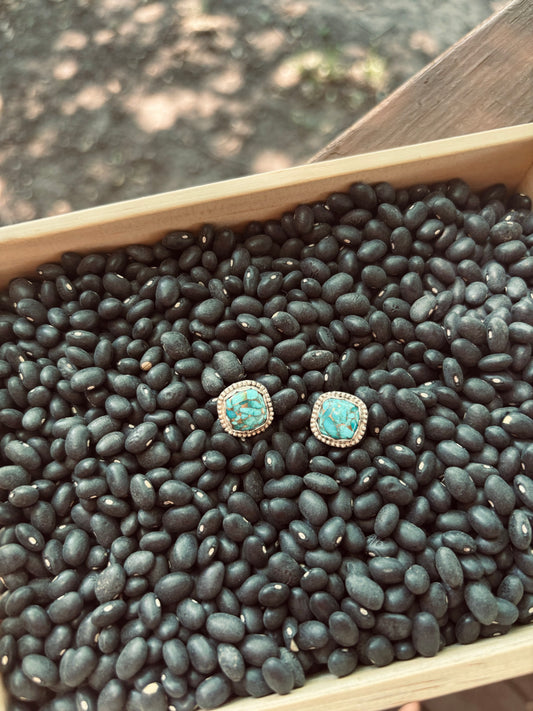 Denim Dahlia Studs