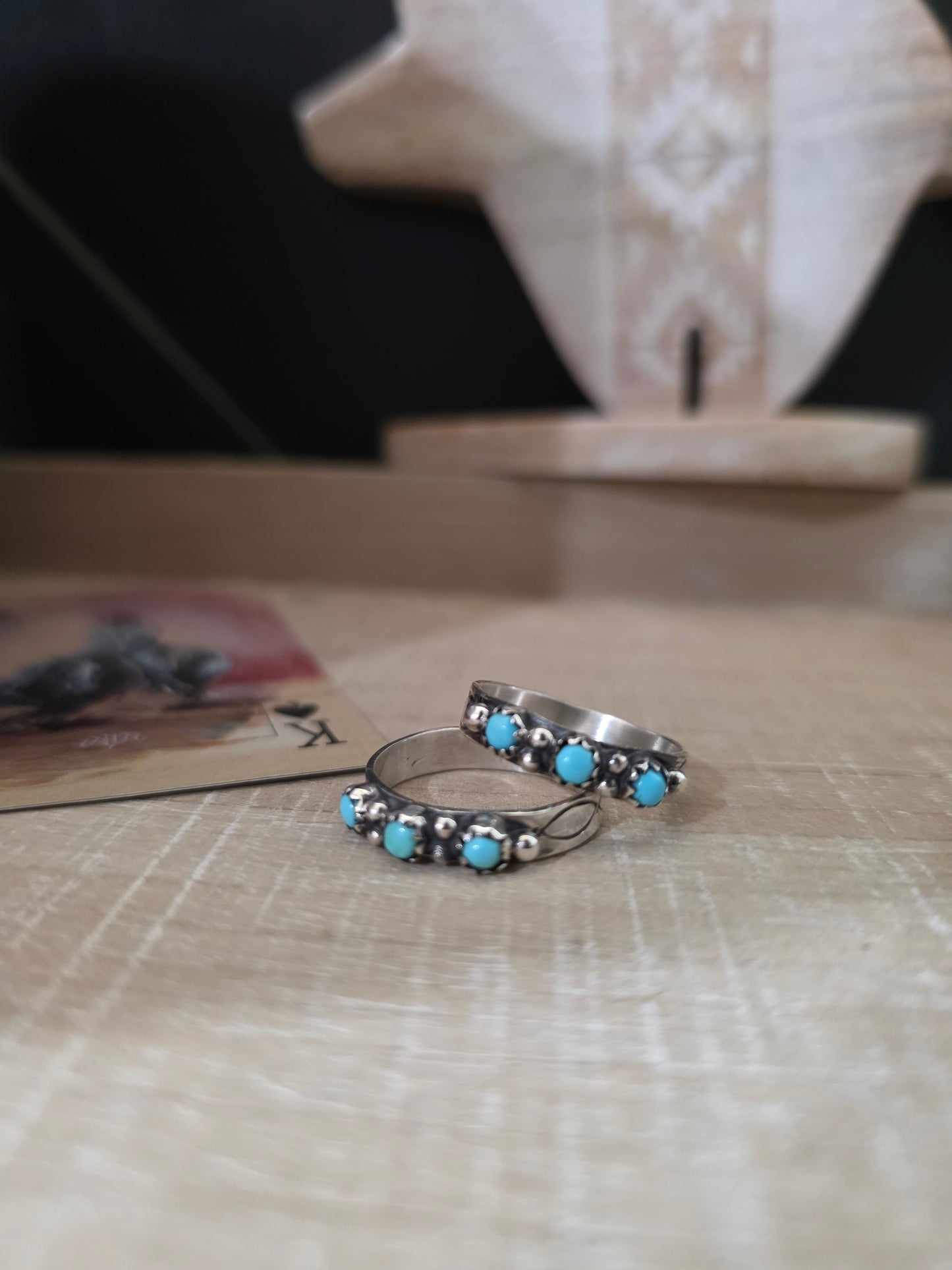 3 Stone Dainty Turquoise Ring